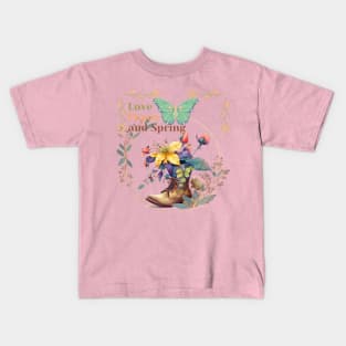 Spring mood, Love, Peace and Spring Kids T-Shirt